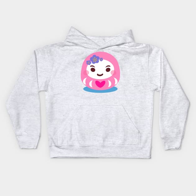 Pink Daruma Doll Kids Hoodie by EV Visuals